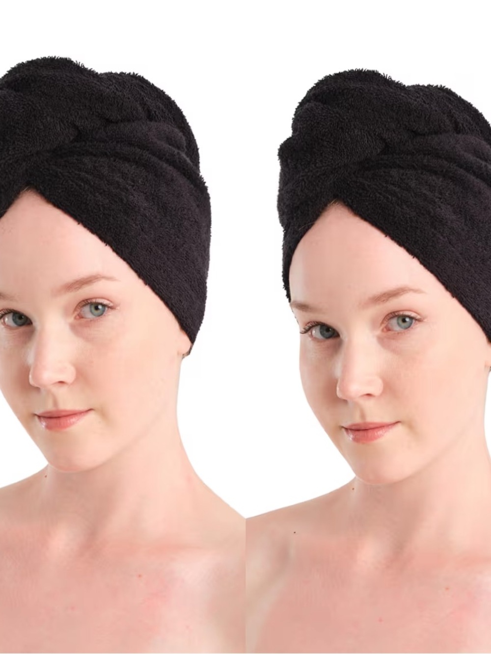 Kids Black Microfiber Hair Towel Turban - Gentle Drying Wrap